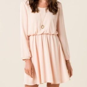 NWOT Light Pink Long Sleeve dress (SMALL)